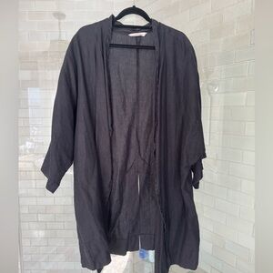 Elizabeth Suzann black linen duster jacket